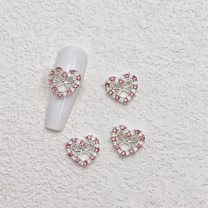 10pcs Mini 4*5mm Crystal Butterfly Nail Art Charms 3D Diamond Jewelry Parts Pink Clear Metal Manicure Decoation Rhinestones Gems