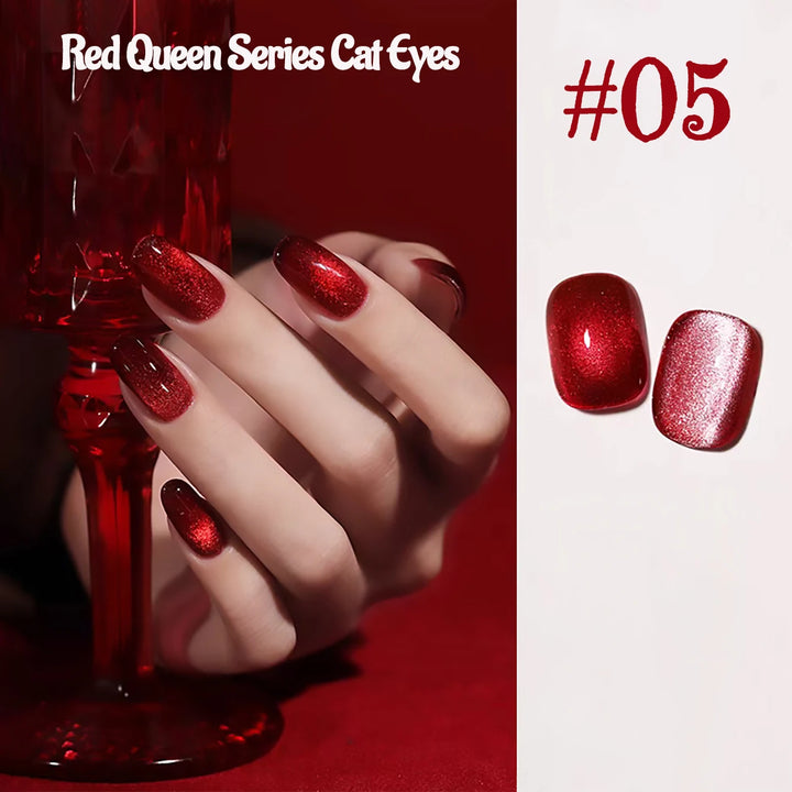 12ML 1-21PCS Autumn Nails Red through half the Sky Cat Eye Nail Glue Halloween New Whitening Glass Bead Cat Eye Nail Polish