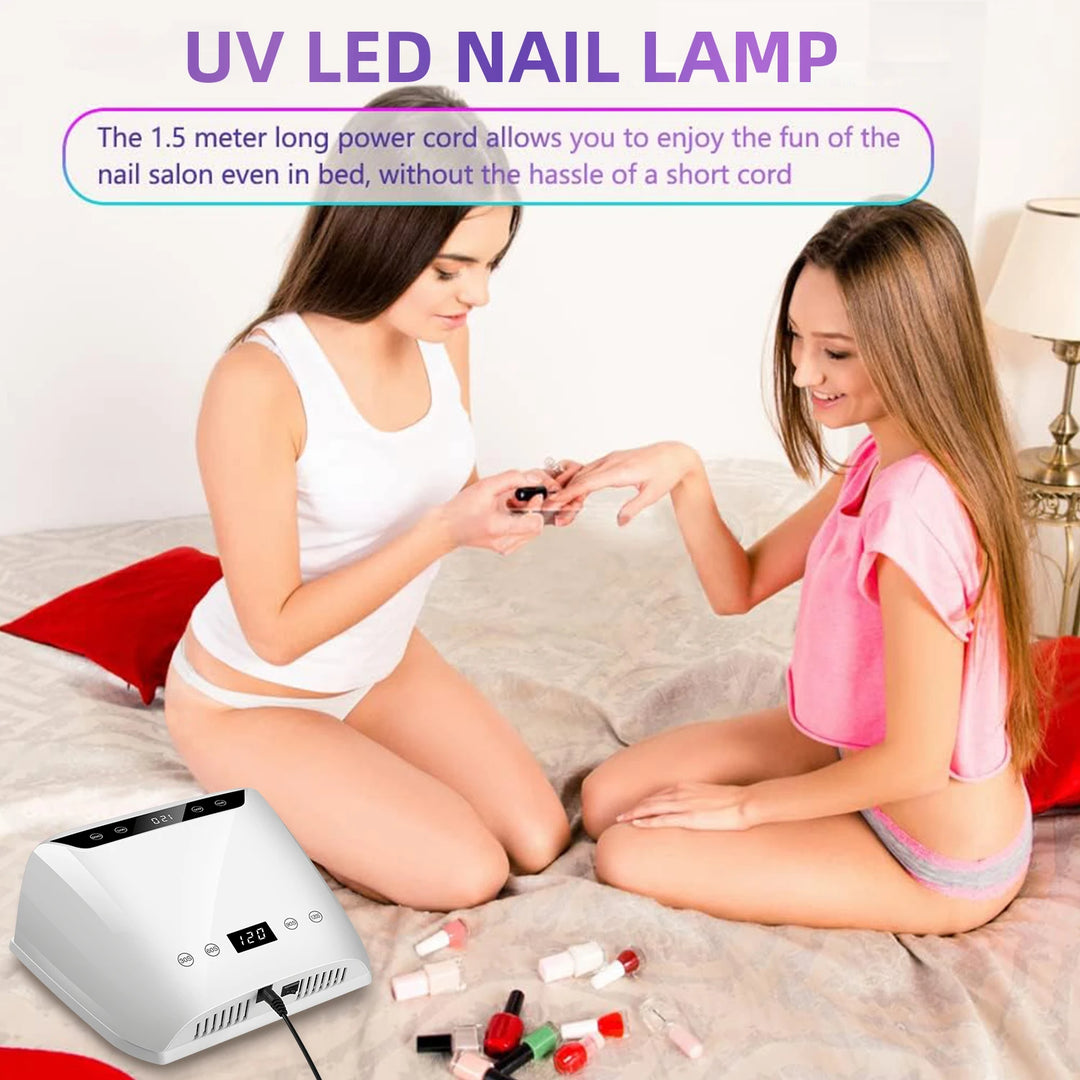 320W Big Space UV LED Nail Lamp For Manicure Drying Gel Nail Polish 72 LED Nail Dryer With Two LCD Screens Nail Salon Tools