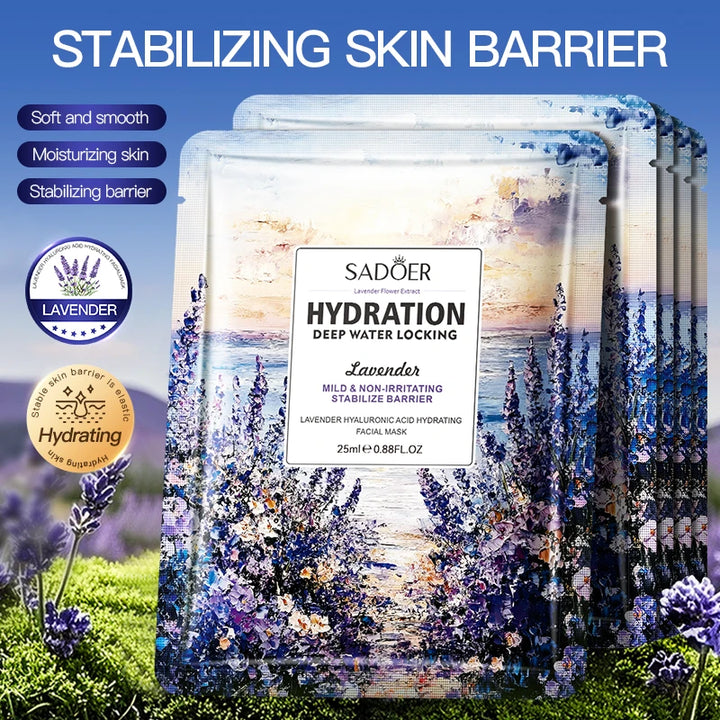 8pcs SADOER Flowers Facial Masks Moisturizing Hydrating Whitening Anti-Aging Face Mask Sheets Masks For Face Skin Care