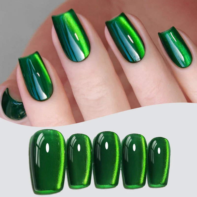 BORN PRETTY 10ml/15ml Guava Green Cat Magnetic Gel Shine  Glitter Semi Permanent Soak Off UV Varnish Nail Supplies