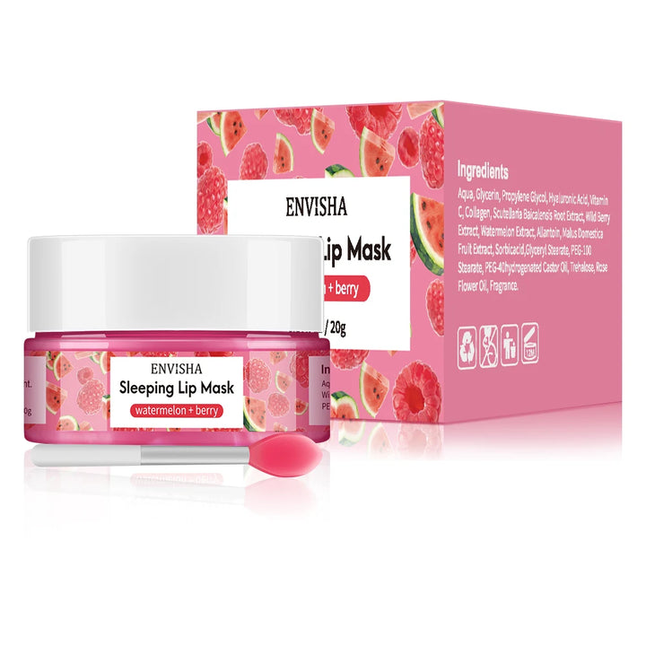 ENVISHA Watermelon Lip Sleep Mask Night Sleeping Maintenance Moisturizing Fade Lines Nourishing Balm Skin Care Beauty Health 20g