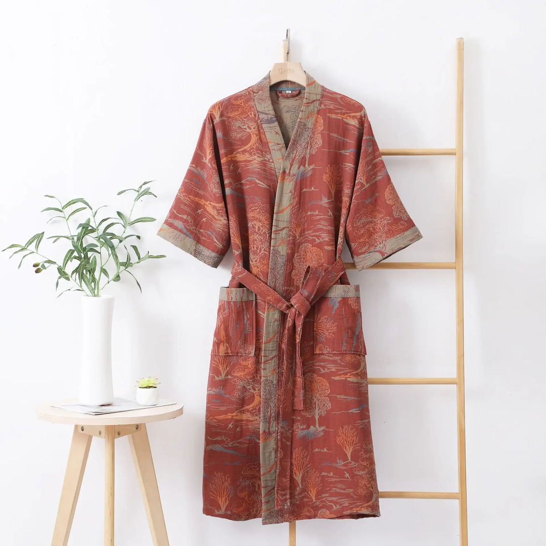 Cotton Printed Women's Bathrobe for Spring and Autumn Pajamas Home Clothing Multi Colors Quick Drying Bathrobes Female