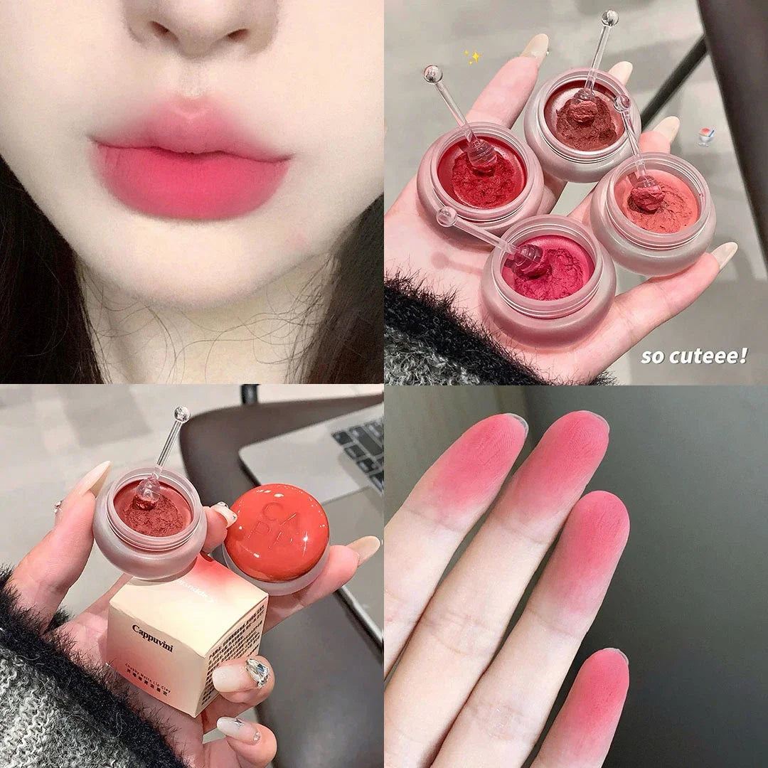 Canned Lip Mud Mist Lipstick Moisturizing Velvet Matte Mousse Solid Lip Gloss Cheek Blush Cream Tint Lips Makeup Korean Cosmetic