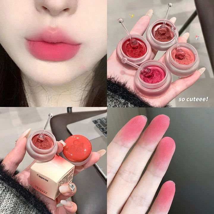 Canned Lip Mud Mist Lipstick Moisturizing Velvet Matte Mousse Solid Lip Gloss Cheek Blush Cream Tint Lips Makeup Korean Cosmetic