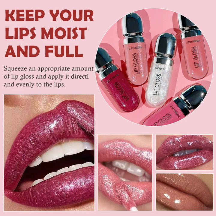 Long-Lasting Water-Gloss Plump Lip Gloss Capsule - Moisturizing & Hydrating Shine Mirror Transparent Pinkish-Shimmer  Lip Glaze