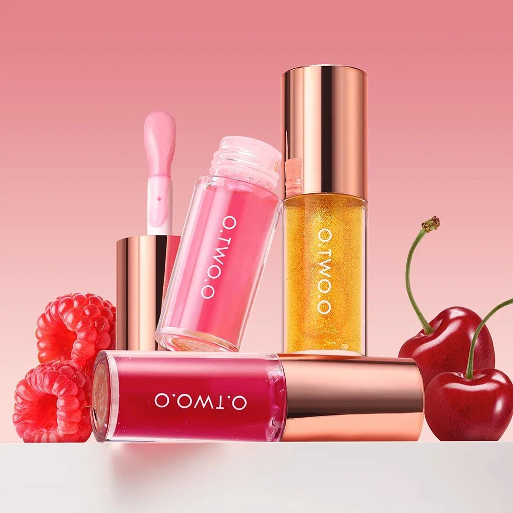 O.TWO.O Lip Oil Gloss Lip Plumper Makeup Moisturizing NonSticky Sexy Water Glossy Glitter Primer Tint Lip Balm Care Cosmetics