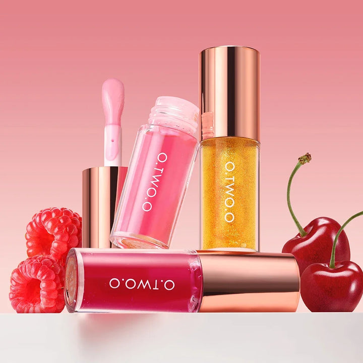 O.TWO.O Lip Oil Gloss Lip Plumper Makeup Moisturizing NonSticky Sexy Water Glossy Glitter Primer Tint Lip Balm Care Cosmetics