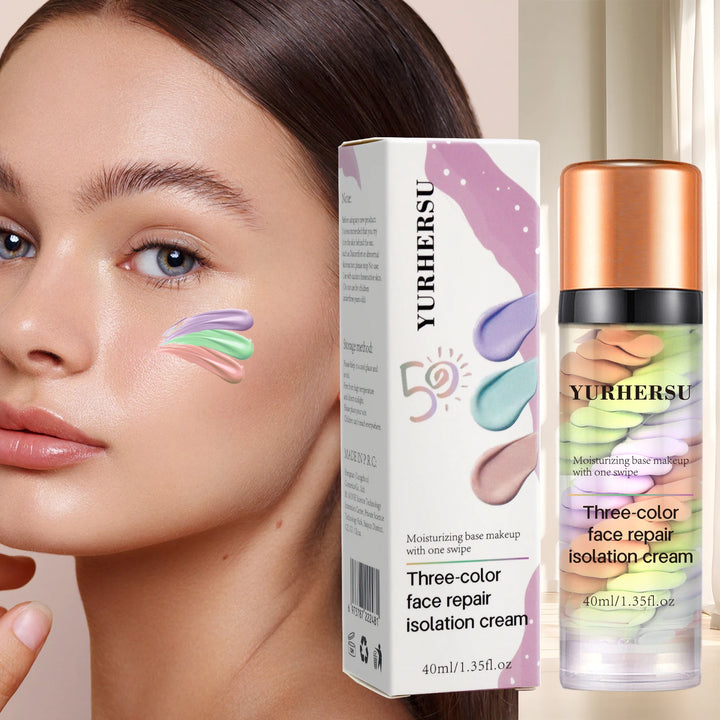 Tri-Color Isolation Primer Moisturizing Concealer Long-Lasting Skin Tone Correcting