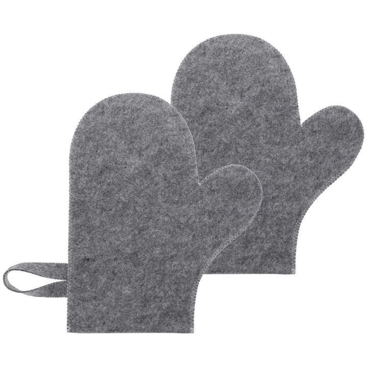 2 Pcs Grey Heat Resistant Gloves Bath Sponge Body Scrubber Sauna Tool Felt Kit Massage Glove Back Exfoliating Mitt Shower Gloves