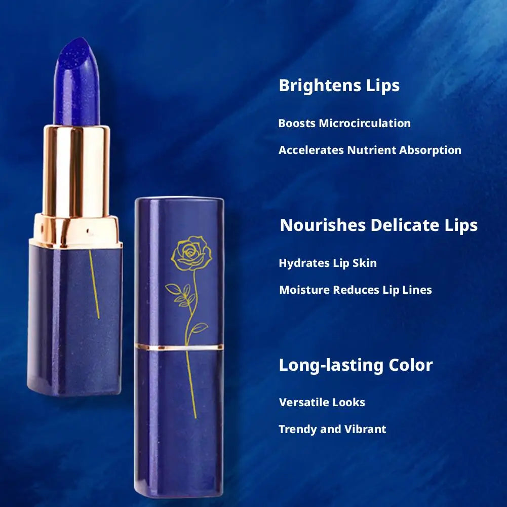 1/2PCS Magic Discoloration Blue-Rose Lipstick, Shimmer Color Changing Blue Lipstick Long-Lasting Moisturizing Lip Balm For Women