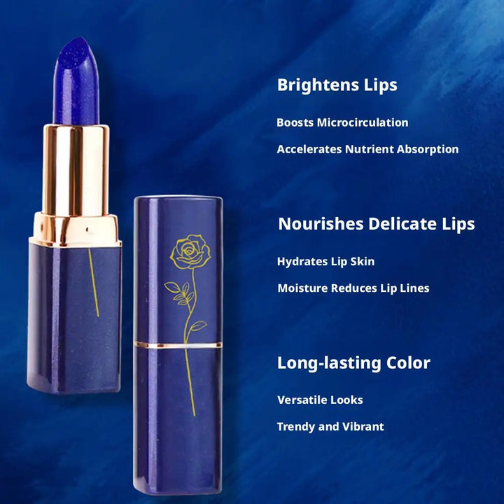 1/2PCS Magic Discoloration Blue-Rose Lipstick, Shimmer Color Changing Blue Lipstick Long-Lasting Moisturizing Lip Balm For Women