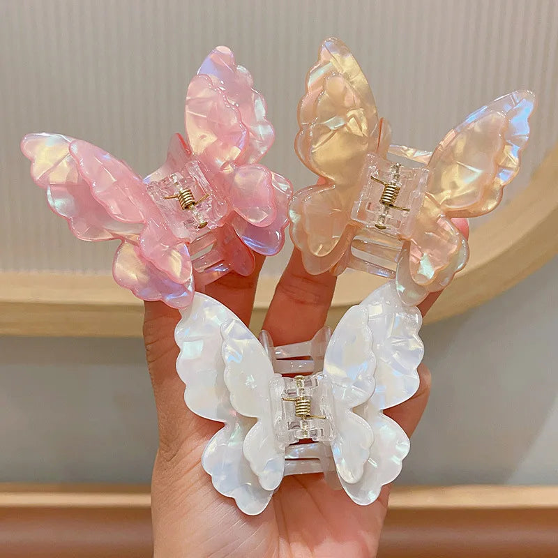 New Fairy Acetate Butterfly Claw Clip Female Elegant Colorful Bow Crab Shark Hair Clips Hairpins For Women Girl Hair Accessories
