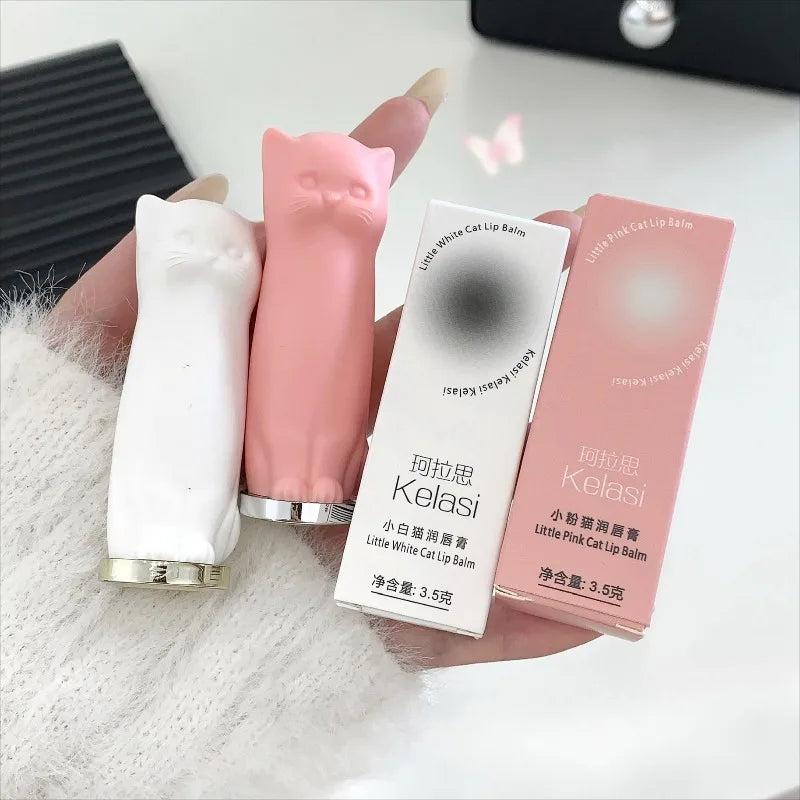 Cat Moisturizing Lip Balm White Blue Tint Crystal Jelly Colored Anti-chapped Lip Care Smoothens Lips Lines Base Clear Lipstick