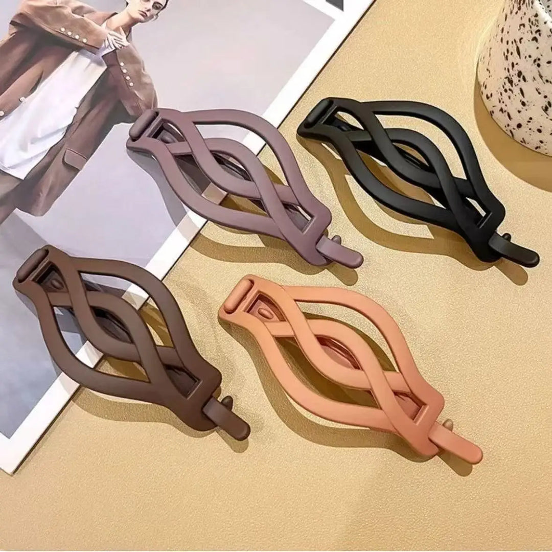 4PCS French Flat Round Hair Clips Vintage Twisted Non-Slip Buckle for Thick Thin Hair Women Girls