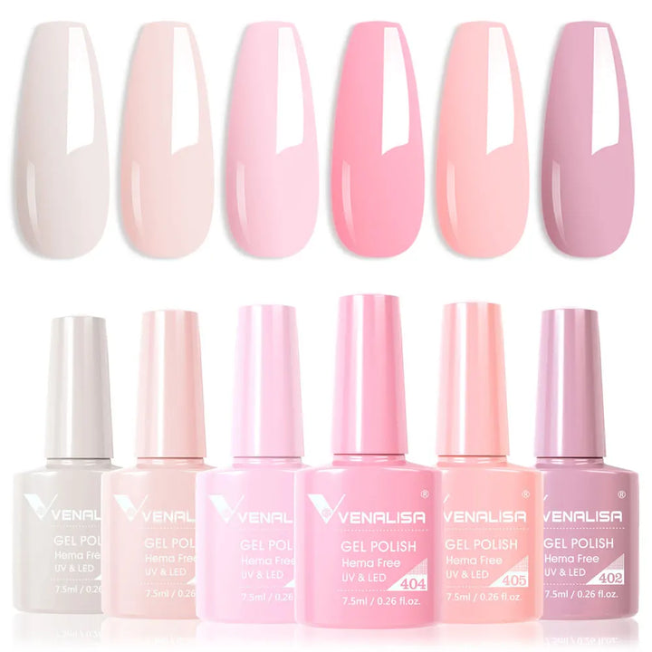 Venalisa HEMA TPO FREE Nail Gel Polish Glitter Gorgeous Full Coverage Soak Off UV LED French Nail Jelly Pink Nude Collection