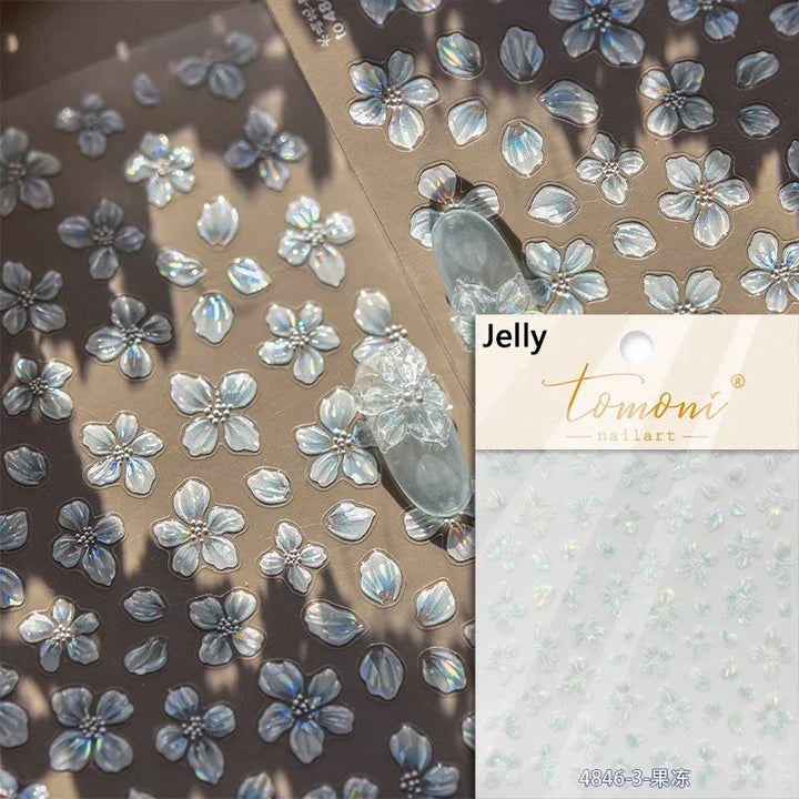 Hipster Pure White Flowers Rose Spring Lily Peony Camellia Daisy Jelly Cherry Blossom Magnolia Nail Art Stickers Manicure Decals