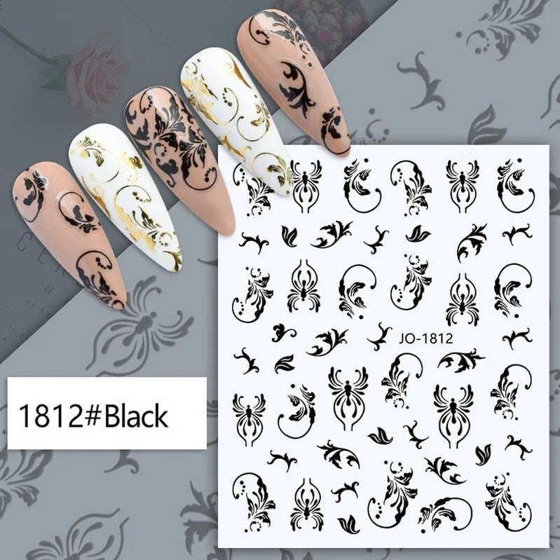 Nail Art Stickers Woman Girl Sexy Sticker Body Press on Nail Slider Black White Decal Decoration Nail Design Accessories Wraps
