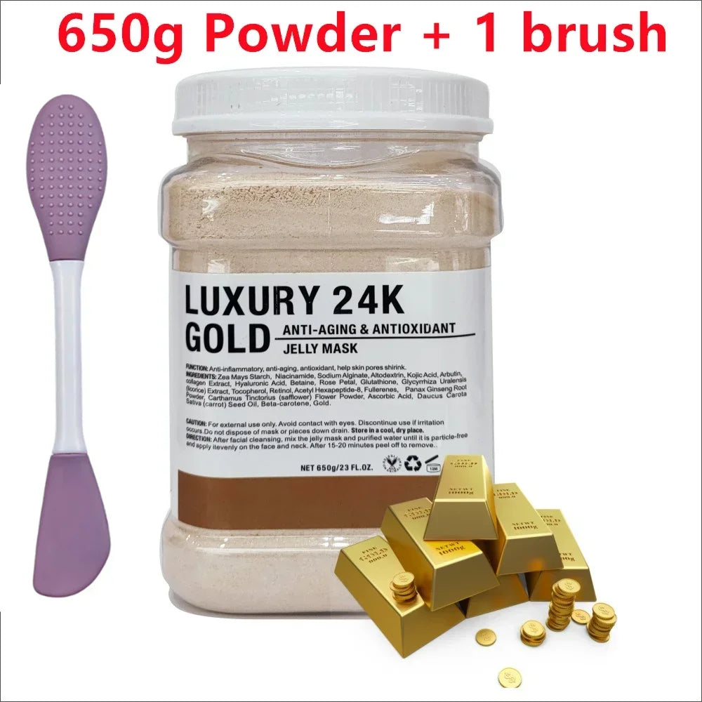 650g Chamomile Hyaluronic Acid Facial Moisturizing Mask Powder with Silicone Brush Increasing Skin Elasticity Rose Jelly Mask