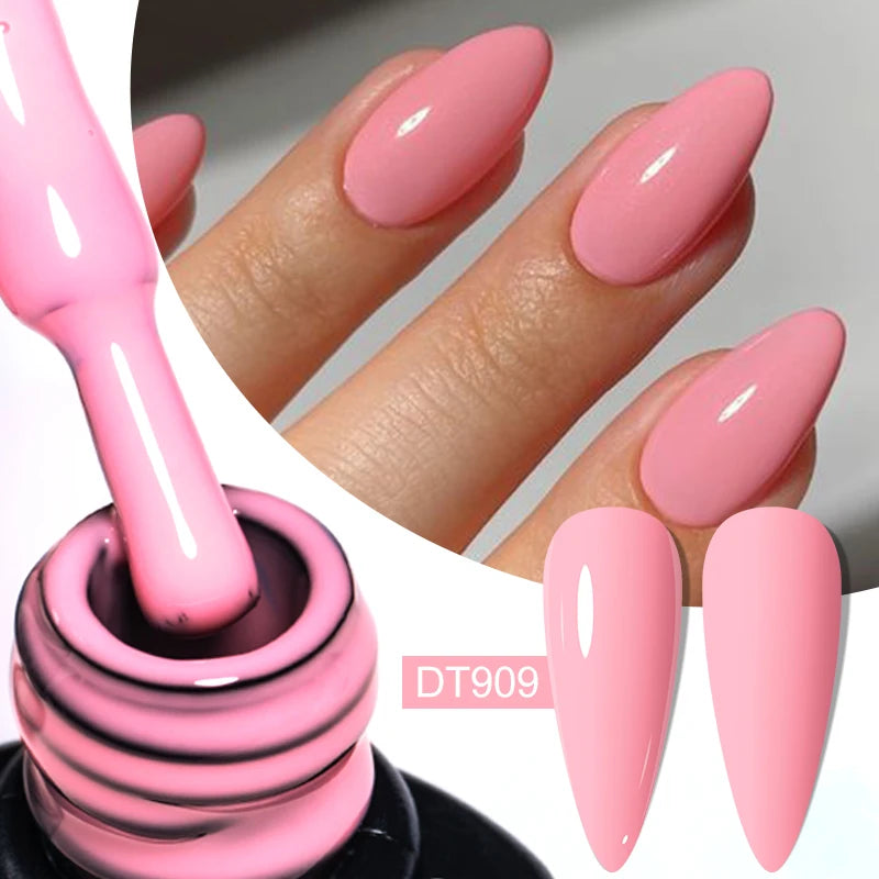 MEET ACROSS 7ml Jelly Nude Shimmer Rubber Base Gel Glitter Pink Purple UV/LED Nail Art Vernis Gel Polish for Manicure Nails DIY