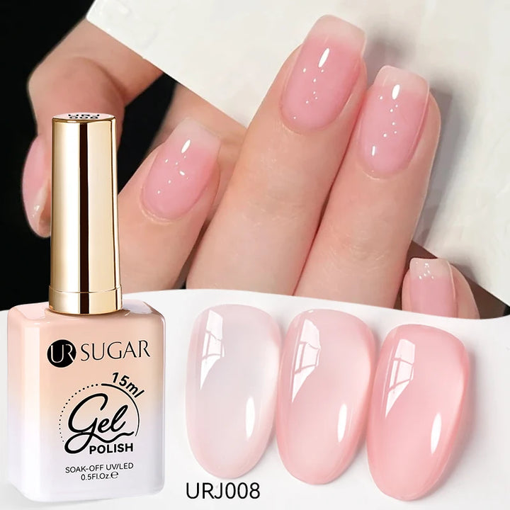 UR SUGAR 15ml Jelly Milky White Translucent Color Gel Polish Semi Permanent UV Gel Nail Art Soak Off Gel Varnish Latest Fashion