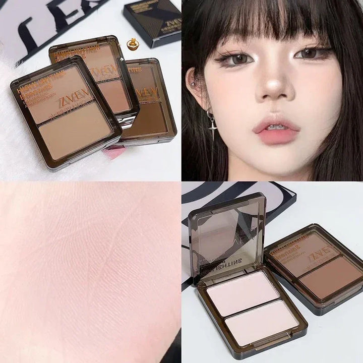 3D Bronzer Highlighter for Face Powder Texture Two-toned Contour Iluminador Natural Brighten Matte Nose Shadow Makeup Cosmetics