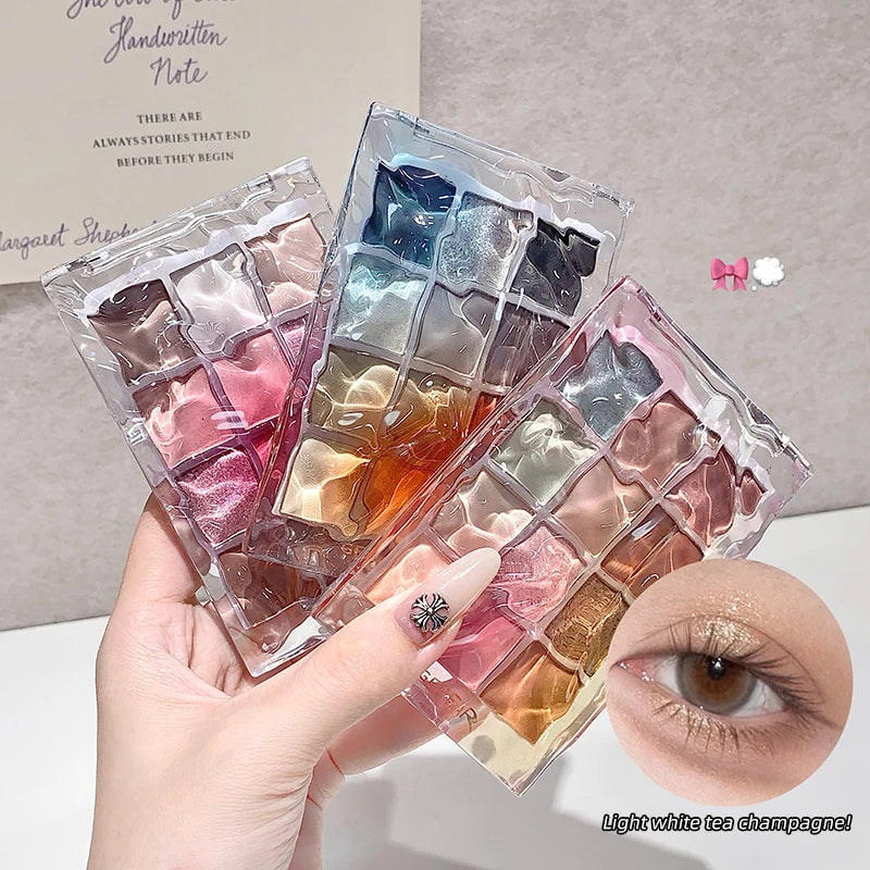 Gege Bear Water Wave Eye Shadow Plate 12 Color Eye Shadow Natural Fine Flash Matte Eye Shadow Plate