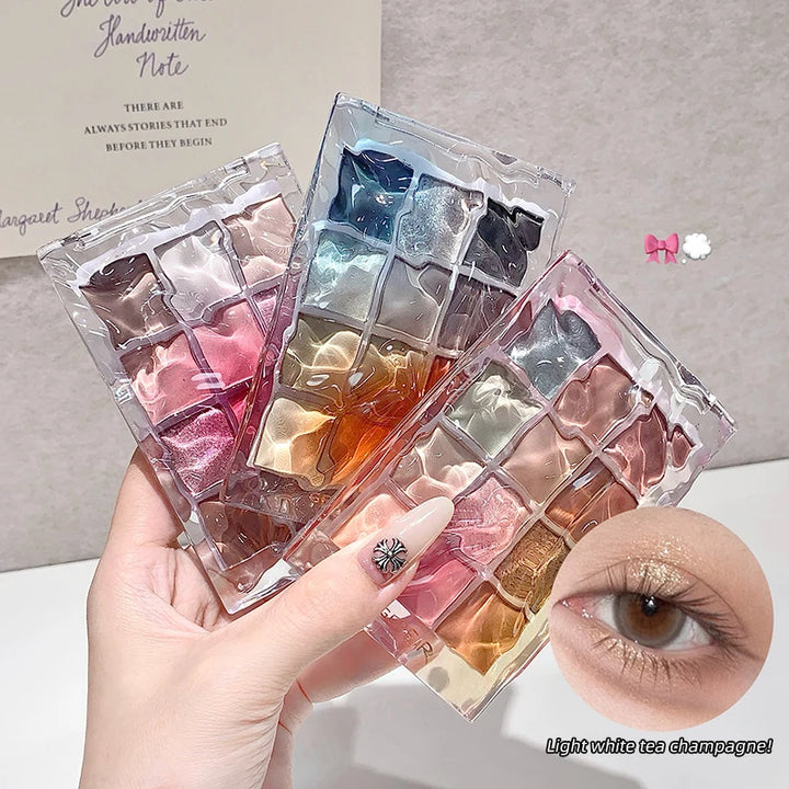 Gege Bear Water Wave Eye Shadow Plate 12 Color Eye Shadow Natural Fine Flash Matte Eye Shadow Plate