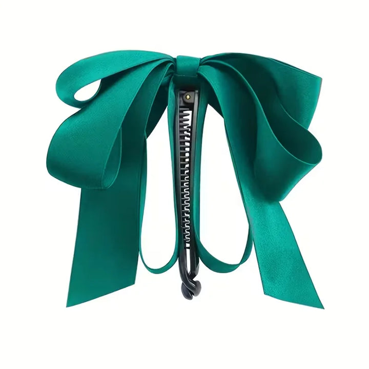 Bow tassel hair clip, high-end satin, Y2K style, hairstyle decoration and ponytail accessory, Valentine's Day gift