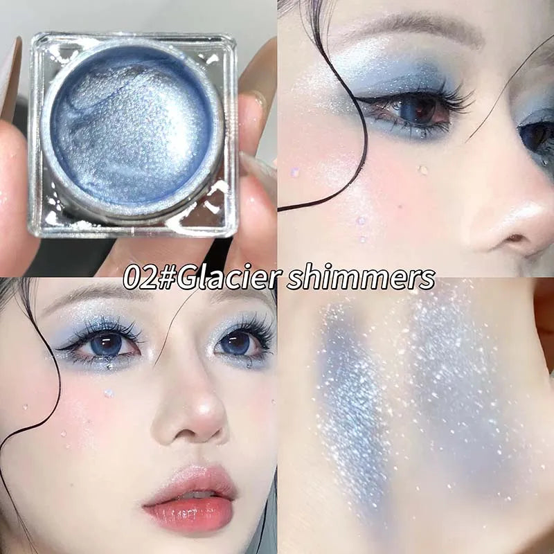 Liquid Gel Eyeshadow Pearl Glitter Body Highlighter Monochrome Diamond Shimmer Silkworm Brighten Highgloss Sequins Quick Drying
