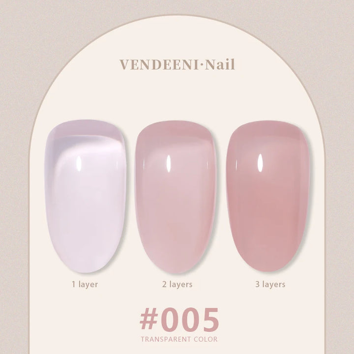 Vendeeni 24 Colors Jelly Transparent Gel Nail Polish Nude Pink Skin Color UV Soak Off Gel Varnish Jade Nail Art Gel Lacquer 15ml
