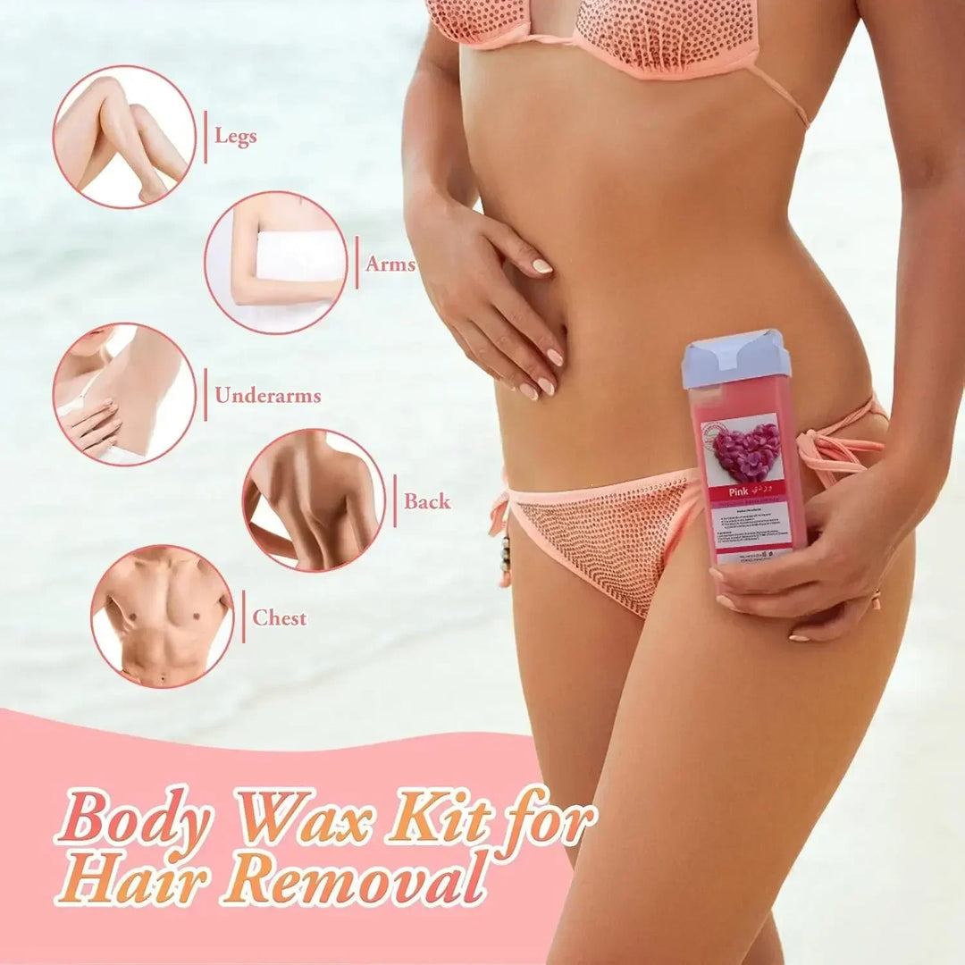 Aloe Roll on Wax Rose Wax Roller Refill Painless Hair Removal Wax Cartridge Depilatory Wax Warmer For Bikini Body Hair Removal