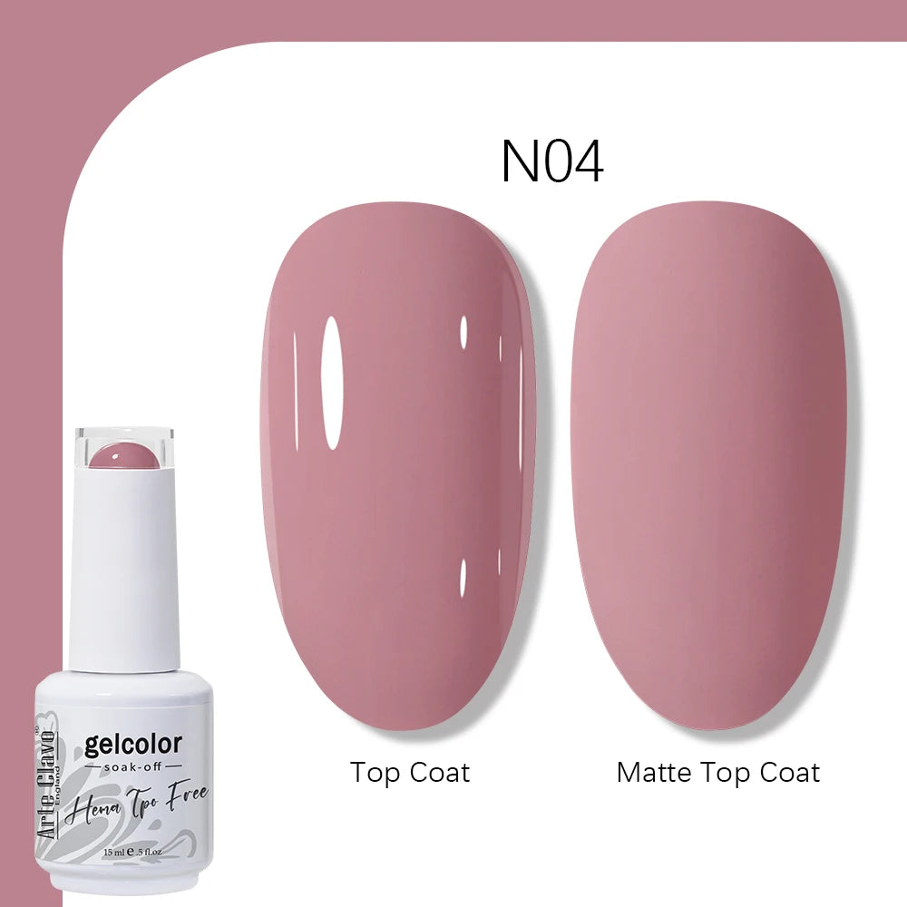 Arte Clavo Solid Color Gel Nail Polish 15ml Soak Off UV LED Gel Semi-Permanent Glitter Polish For Manicure Nail Art Salon Gel