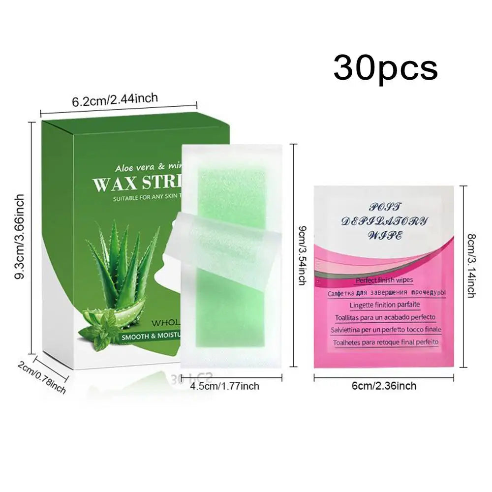 30pcs Body Wax Strips Face Wax Strips Hair Remover Brazilian Epilating Kit Hair Removal Wax Strips Roll Underarm Wax Strip Paper