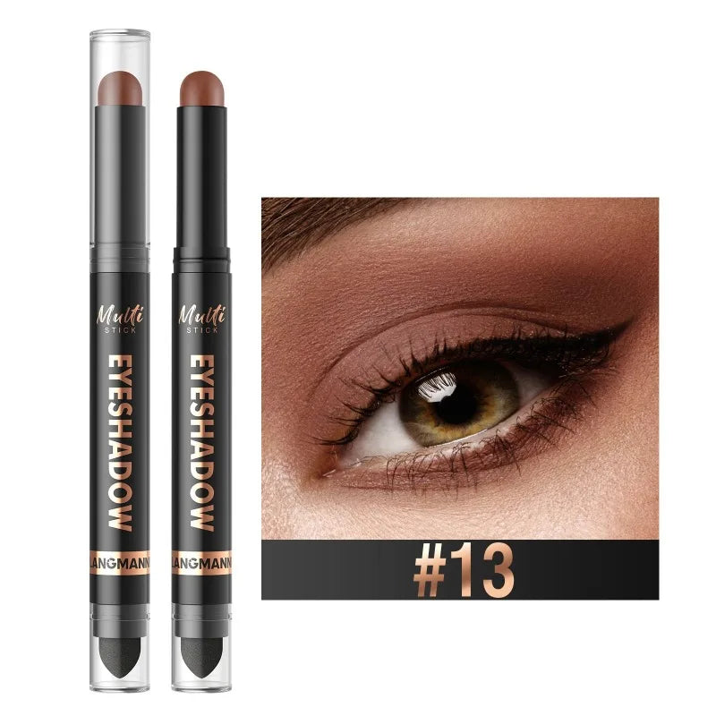 16 Colors Double Head Eyeshadow Stick Pearlescent Shimmer Brown High Waterproof Cream Eyes Shadow Pencil Long-Lasting Eye Makeup