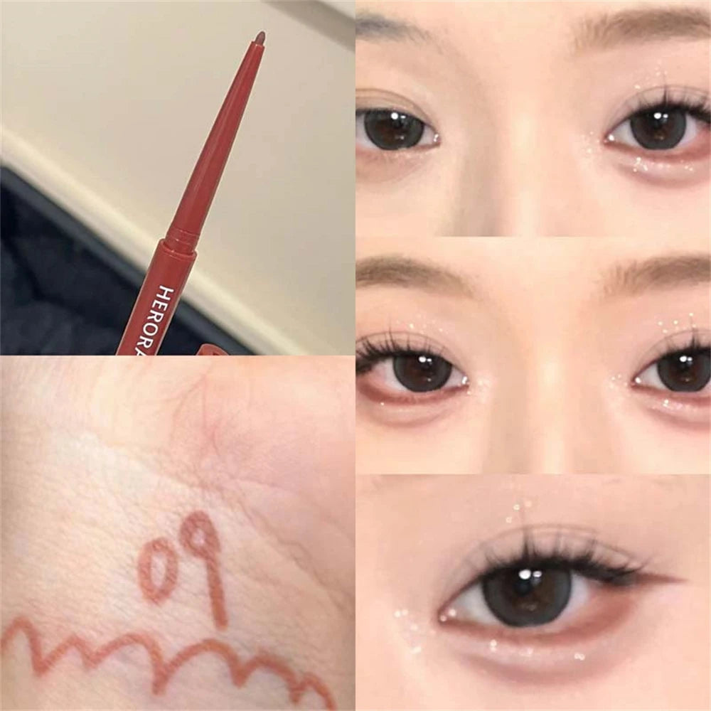 12 Colors Eyeliner Pencil Waterproof Long-lasting Orange Black Brown Easy Wearing Eyeshadow Contour Stick Lying silkworm Makeup