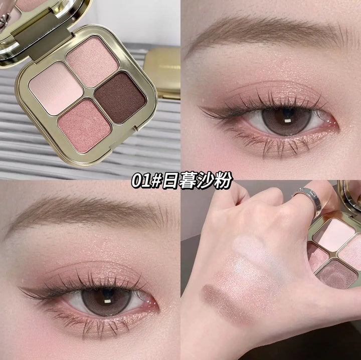 Eye Shadow Quad Sunset Magic Eye Shadow Plate (Pearl Matt Bright Ground Color, Daily Makeup Eye Shadow)