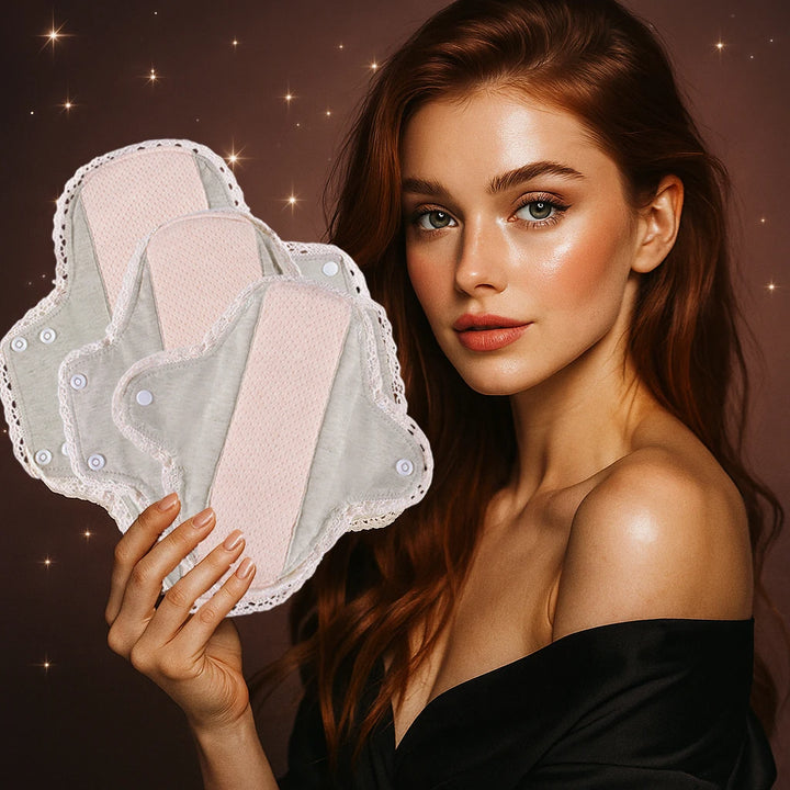BIAI New Lace-Trimmed Reusable Sanitary Pad Washable & Reusable Cloth Panty Liner Breathable Highly Absorbent Nursing Pads