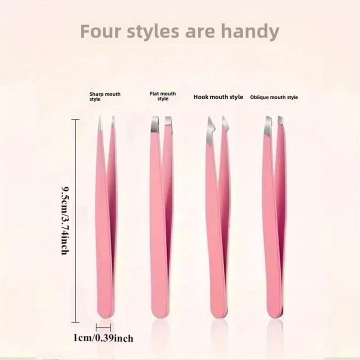 1/4pcs Stainless Steel Eyebrow Tweezers for Eyebrow Shaping, Blackhead Removal,Professional Grooming Tool for Women