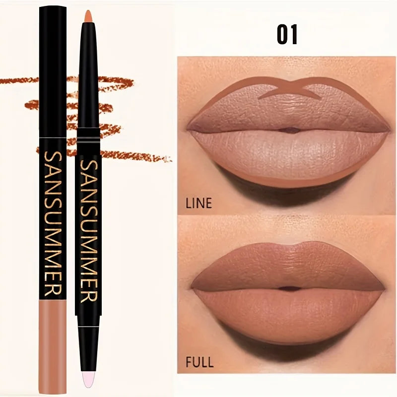 6-color Lipliner With Lip Brush Waterproof, Sweat Resistant, Velvet And Multi-color Lip Pencil Cosmetics