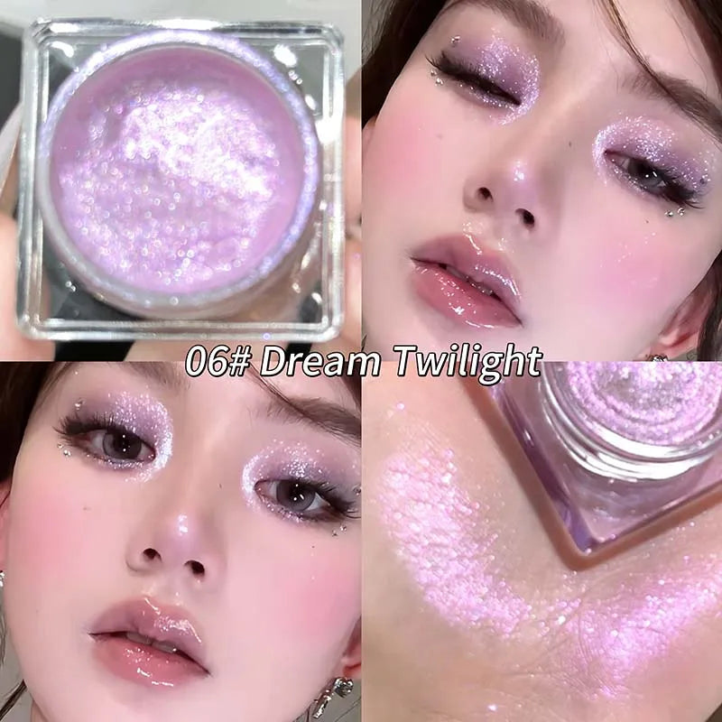 Liquid Gel Eyeshadow Pearl Glitter Body Highlighter Monochrome Diamond Shimmer Silkworm Brighten Highgloss Sequins Quick Drying