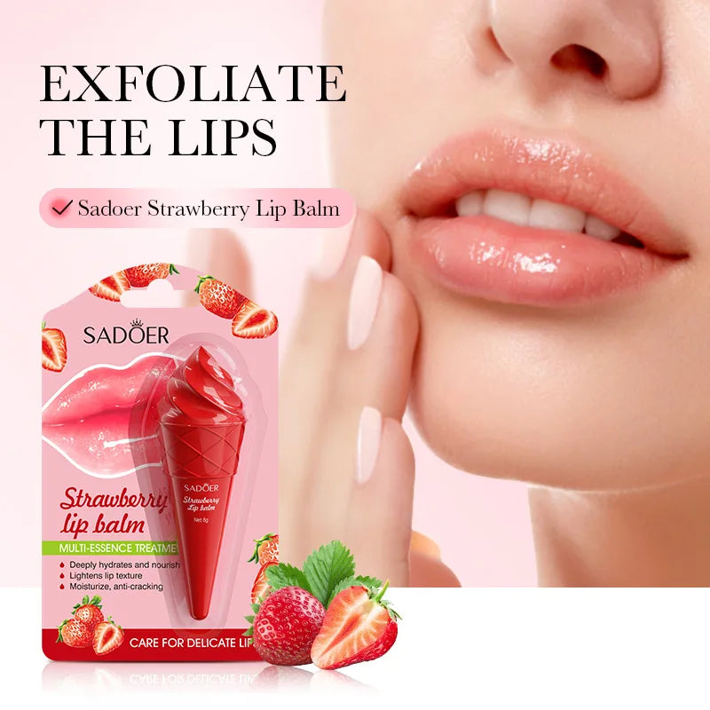 SADOER Avocado Moisturizing Lip Balm Honey Strawberry Anti Chap Lipstick Hydrating Repair Nourishing Lips Skin Care Products