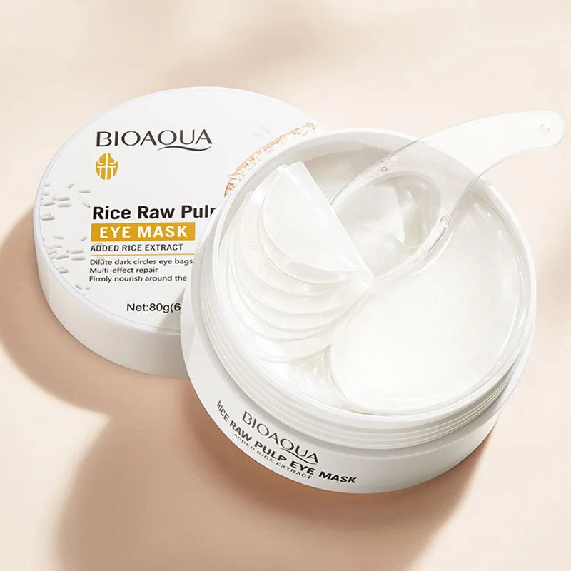 60pcs BIOAQUA White Rice Collagen Eye Mask Anti Dark Circles Whitening Anti-Aging Moisturizing Eye Patches Skin Care Gel Masks