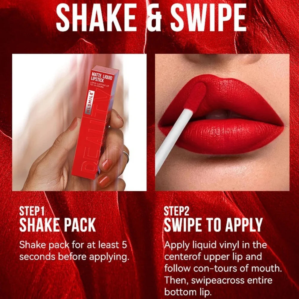 MLSMILE 6 Color Non-stick cup Velvet Satin Gloss Lip glaze Mist Liquid matte lipstick Waterproof long-lasting color liquid