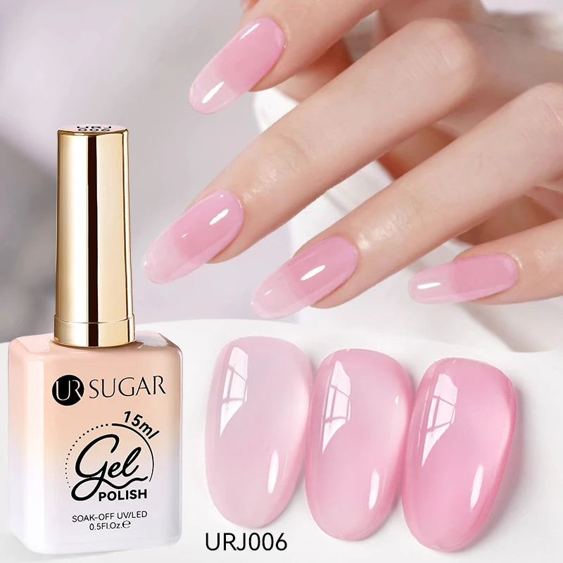 UR SUGAR 15ml Jelly Milky White Translucent Color Gel Polish Semi Permanent UV Gel Nail Art Soak Off Gel Varnish Latest Fashion