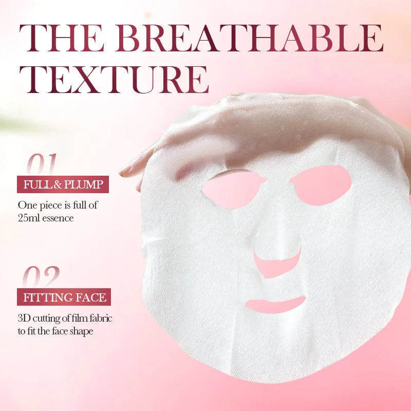 SAODER Pink Aloe Moisturizing Facial Masks Anti-Aging Hydrating Nourishing Anti Wrinkles Face Mask Sheet Masks Skin Care Product