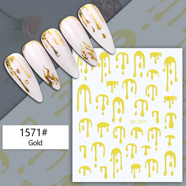 Nail Art Stickers Water Decals Eyes Stripe Nail Art Decorations for Manicure Accessories Press on Nails Foil Stickers and Decals