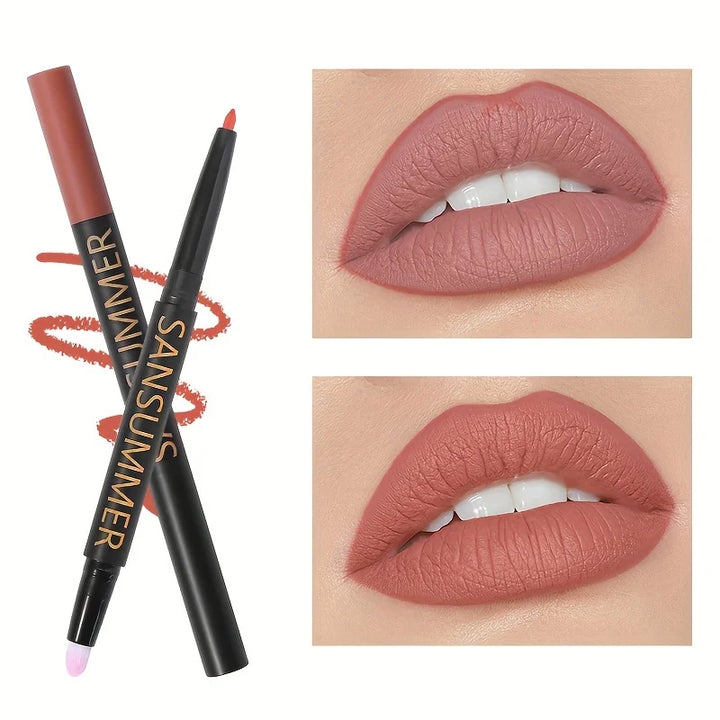 6-color Lipliner With Lip Brush Waterproof, Sweat Resistant, Velvet And Multi-color Lip Pencil Cosmetics