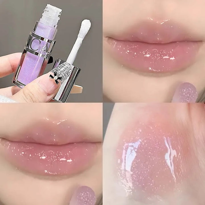Peach Pink Jelly Water Light Glass Gloss Lip Gloss Lasting Non-stick Waterproof Lip Plumping Moisturizing Lipgloss Korean Makeup