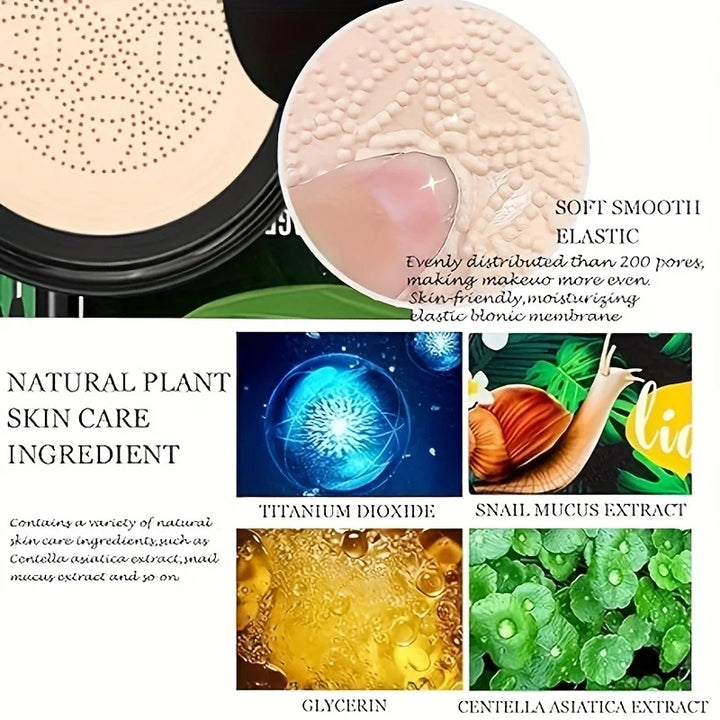 Snail Collagen BB Cream Mushroom Head Air Cushion CC Cream Face Concealer Brightening Moisturizing Foundation Cream Waterproof